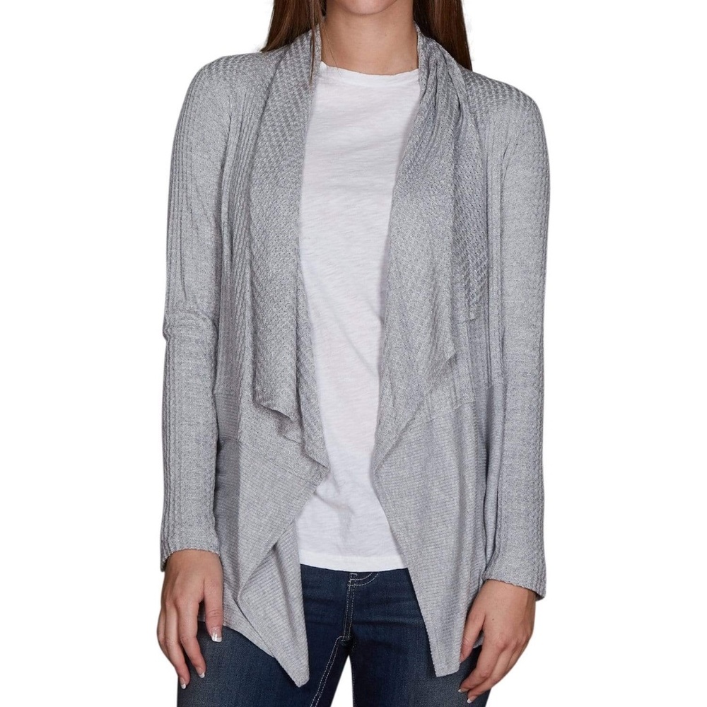 Velvet Graham & Spencer Light Heather Gray Knit Bertha Draped Cardigan - S